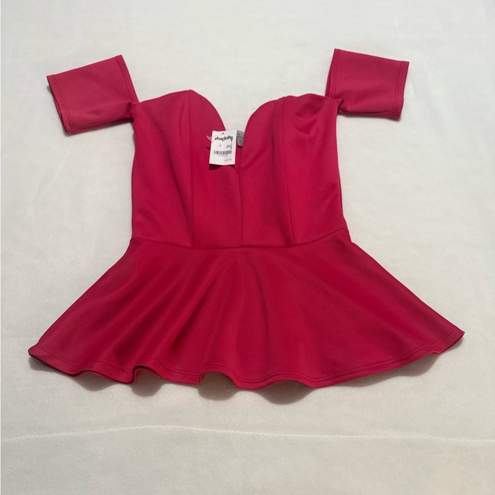 Hot pink Off the shoulder fit flare  Blouse